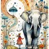 Aesthetic Elephant And Girl Art Diamond Painting