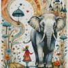 Aesthetic Elephant And Girl Art Diamond Painting