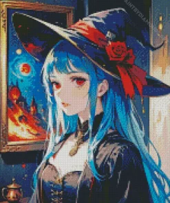 Anime Blue Witch Diamond Painting