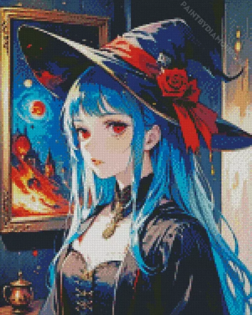 Anime Blue Witch Diamond Painting