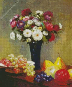 Asters And Fruit On A Table Diamond Painting