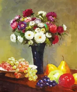 Asters And Fruit On A Table Diamond Painting