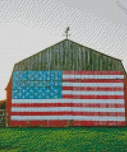 Barn With American Flag Diamond Painting