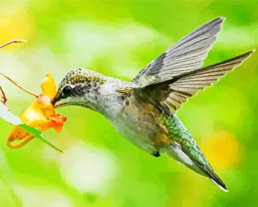 Bird On Flowers Diamond Painting