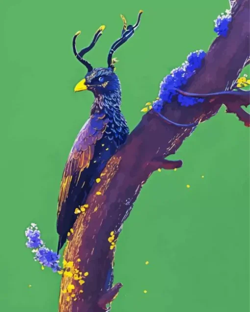 Bird With Antlers Diamond Painting