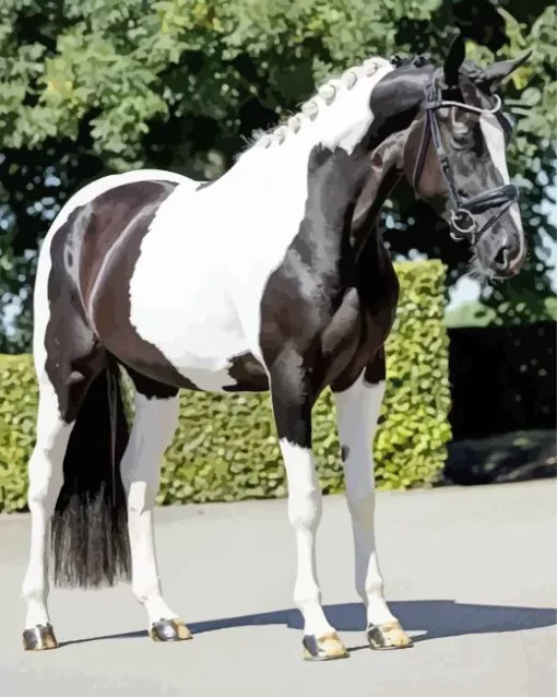 Black And White Pinto Horse Diamond Painting