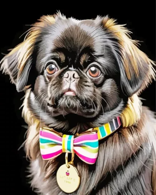 Black Pekingese Dog Diamond Painting