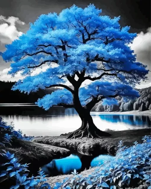 Blue Tree Diamond Painting