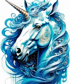 Blue Unicorn Head Diamond Painting