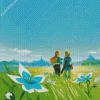 Blue Zelda Flowers Diamond Painting