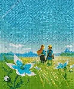 Blue Zelda Flowers Diamond Painting