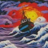 Boat In Storm Diamond Painting