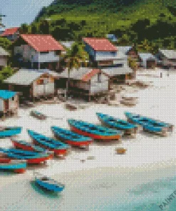 Boats on Beach Diamond Painting