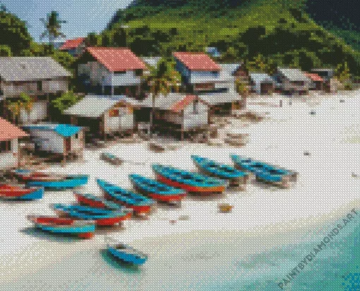 Boats on Beach Diamond Painting