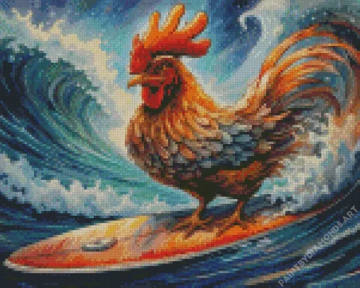 Chicken Surfing Diamond Painting