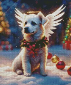 Christmas Dog Angel Diamond Painting