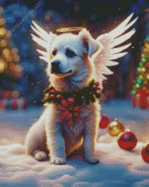 Christmas Dog Angel Diamond Painting