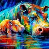 Colorful Hippopotamus Diamond Painting