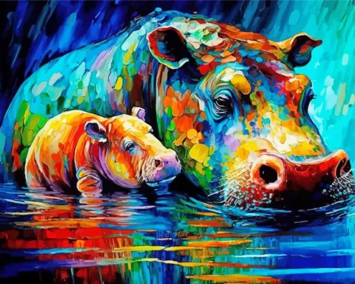 Colorful Hippopotamus Diamond Painting