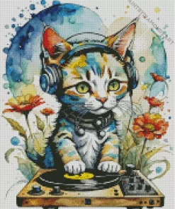 Cute Dj Cat Diamond Painting