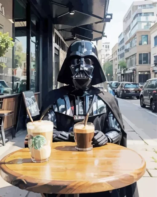 Darth Vader Drinking Coffee Diamond Painting