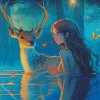 Deer And Girl Diamond Painting