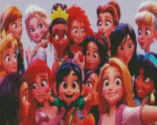 Disney Princesses And Vanellope Diamond Painting