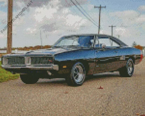 Dodge Charger 69 Black Car Diamond Painting