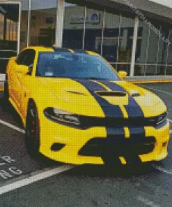 Dodge Charger Hellcat Yellow Diamond Painting