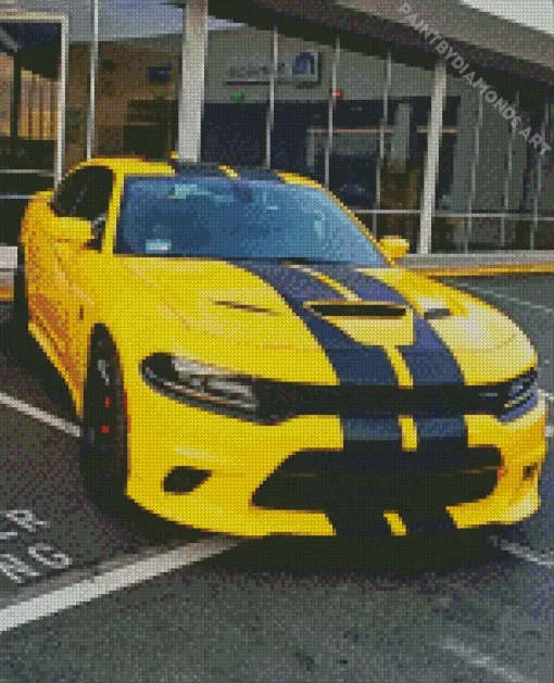 Dodge Charger Hellcat Yellow Diamond Painting