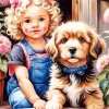 Dog And Girl Art Diamond Painting