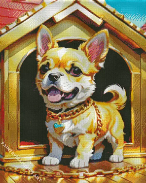 Dog And Golden House Diamond Painting