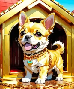 Dog And Golden House Diamond Painting