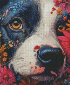 Dog Face Flower Diamond Painting