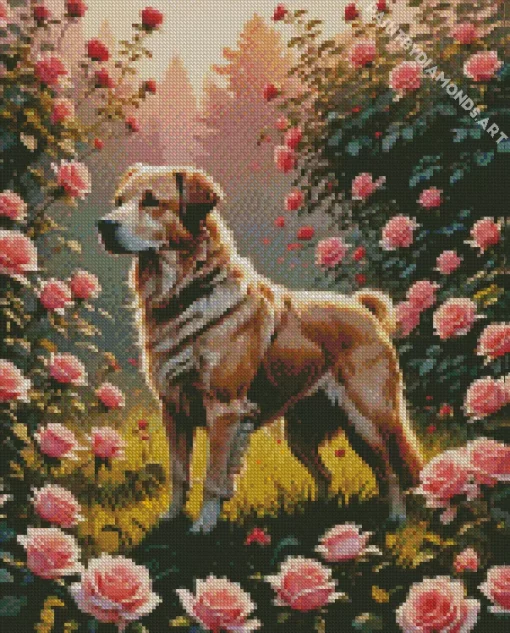 Dog In A Field Diamond Painting