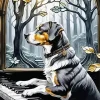 Dog Playing Piano Art Diamond Painting