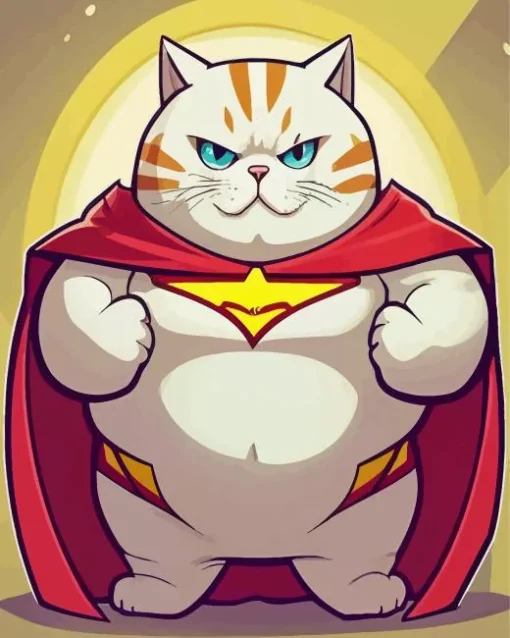 Fat Superhero Cat Diamond Painting