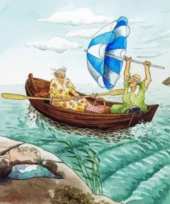 Grandmother On Boat Diamond Painting