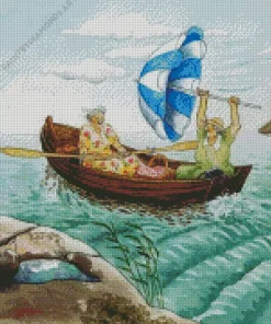 Grandmother On Boat Diamond Painting