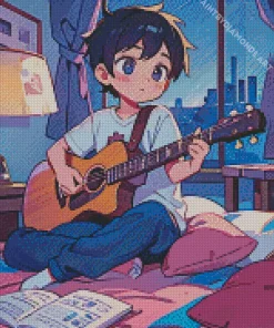 Guitarist Anime Boy Diamond Painting