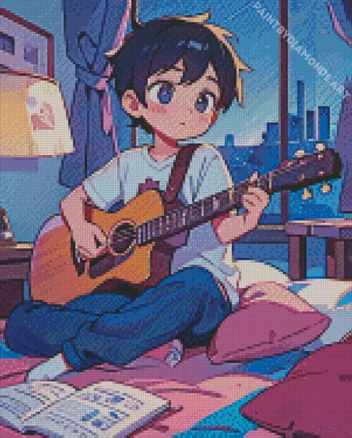 Guitarist Anime Boy Diamond Painting