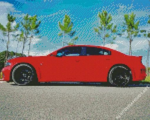 Hellcat Charger Red Diamond Painting