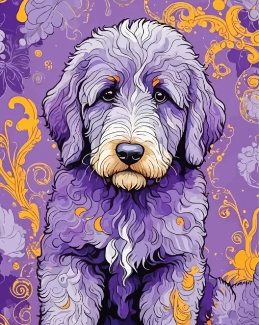 Purple Bernedoodle Diamond Painting