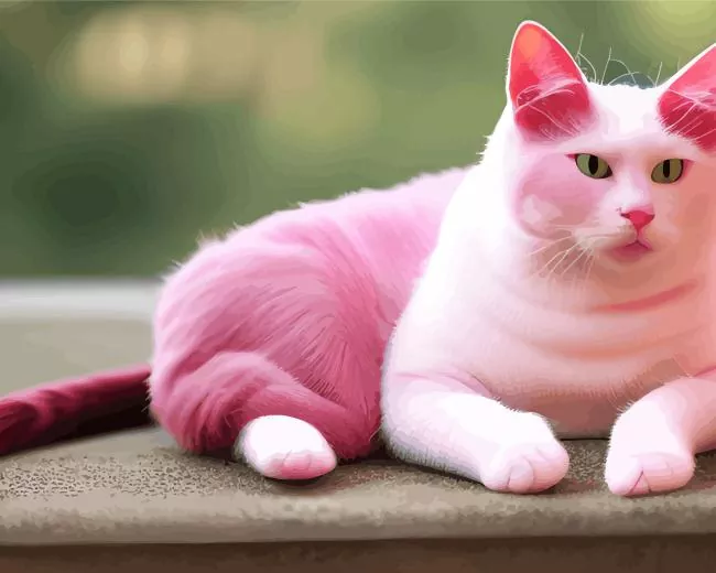 Adorable pink cat Diamond By Numbers Adorable Pink Cat Diamond Painting