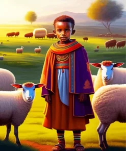 African Shepherd Boy Diamond Painting