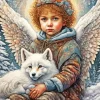 Angel Boy And Fox Diamond Painting