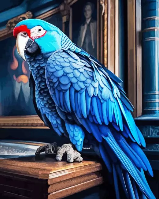 Blue Parrot Diamond With Numbers Blue Parrot Diamond Painting