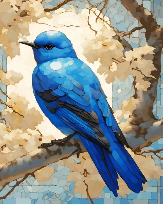 Blue bird on branch Diamond Dotz Blue Bird On Branch Diamond Painting