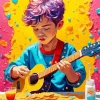 Boy Holding Guitar Diamond Painting