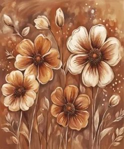 Brown Flowers Art Diamond Painting